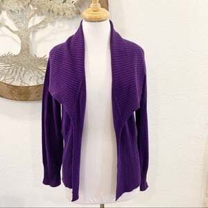 Saffron Cashmere Shawl Collar Cardigan Sweater Purple Medium